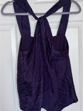 Banana Republic Purple Satin Tank Top Tie Neck Sleeveless Blouse Medium NWT
